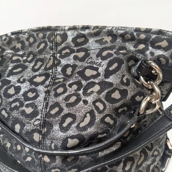 Coach Metallic Silver & Black Ocelot Purse – Designer Shoulder Bag - Picture 11 of 17